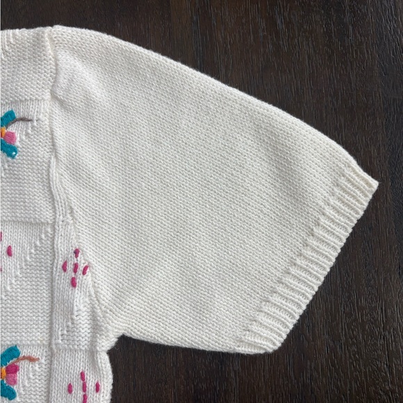 Vintage Floral Embroidered Button Down Cardigan Sweater Small Cottagecore Dainty - Picture 4 of 6